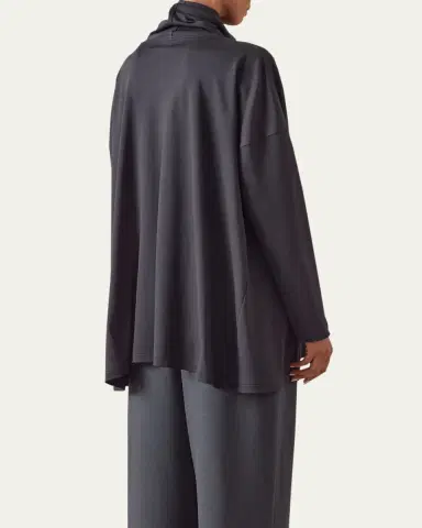 Eskandar Side Panelled Scrunch Neck T-Shirt (Long Length) | Thumbnail 2 Eskandar Side Panelled Scrunch Neck T-Shirt (Long Length) | Thumbnail 2