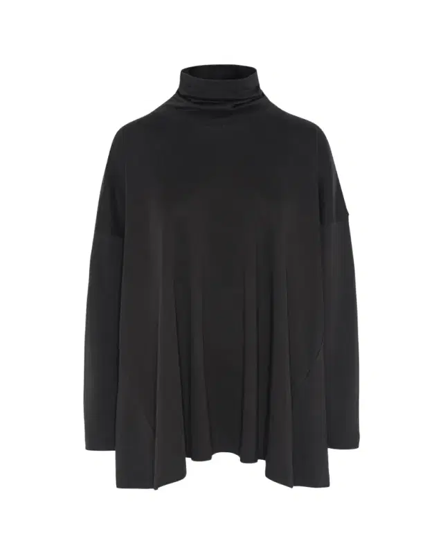 Eskandar Side Panelled Scrunch Neck T-Shirt (Long Length)