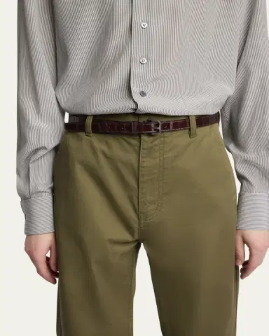 Saint Laurent Men's Skinny Belt in Eel Leather | Thumbnail 2