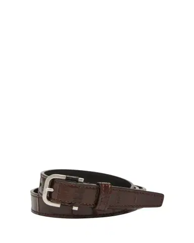 Saint Laurent Men's Skinny Belt in Eel Leather | Thumbnail 1