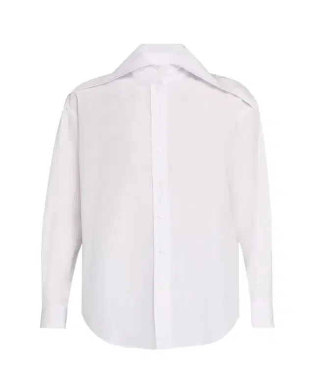 Exaggerated Collar Button Down Poplin Blouse
