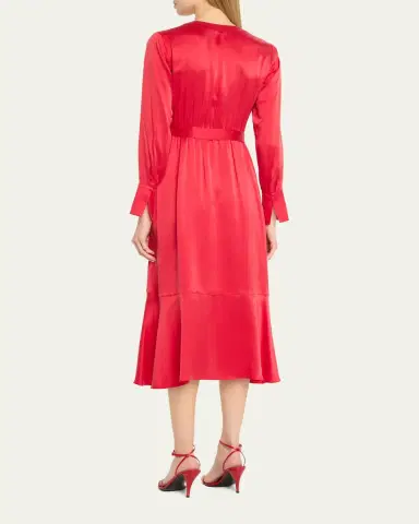 Kobi Halperin Victoria Faux-Wrap Silk Satin Midi Dress | Thumbnail 3 Kobi Halperin Victoria Faux-Wrap Silk Satin Midi Dress | Thumbnail 3