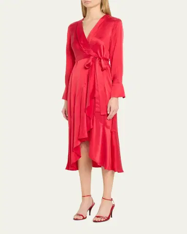 Kobi Halperin Victoria Faux-Wrap Silk Satin Midi Dress | Thumbnail 4 Kobi Halperin Victoria Faux-Wrap Silk Satin Midi Dress | Thumbnail 4
