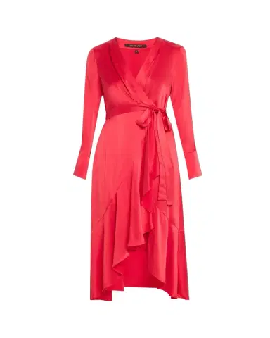 Kobi Halperin Victoria Faux-Wrap Silk Satin Midi Dress | Thumbnail 1 Kobi Halperin Victoria Faux-Wrap Silk Satin Midi Dress | Thumbnail 1