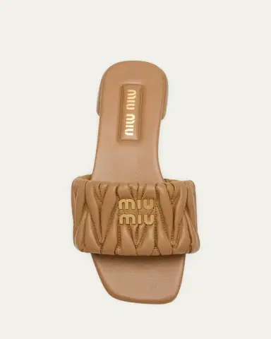 Miu Miu Quilted Leather Flat Slide Style | Thumbnail 4 Miu Miu Quilted Leather Flat Slide Style | Thumbnail 4