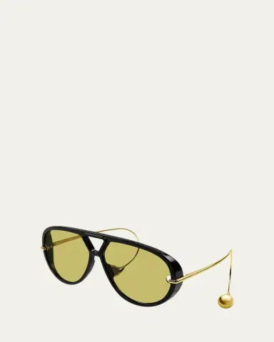 Bottega Veneta Geometric Acetate & Metal Alloy Aviator Sunglasses | Thumbnail 3