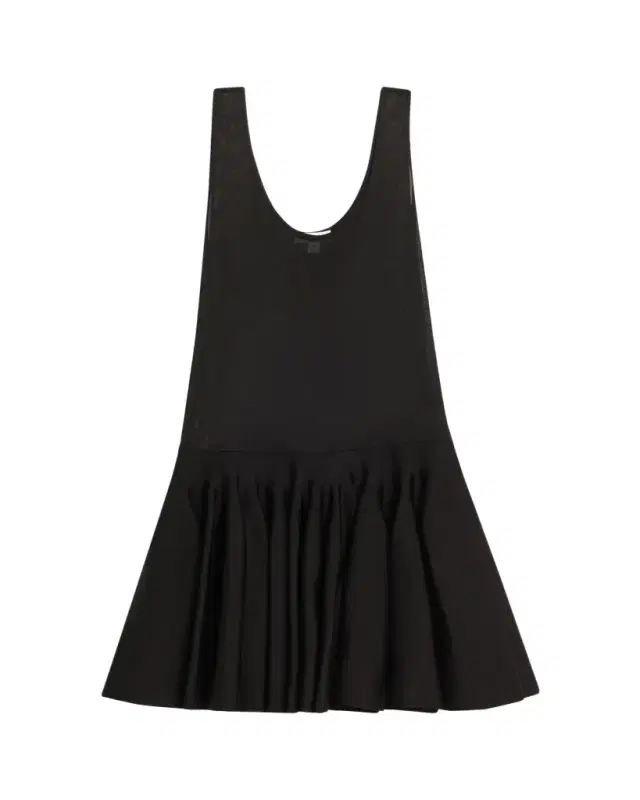 ALAIA Sleeveless Drop-Waist Flared Skirt Mini Dress