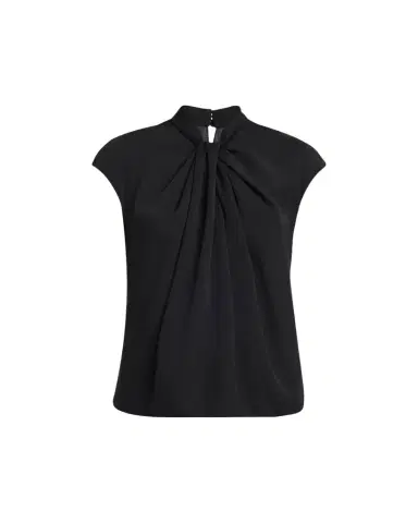 Giorgio Armani Twisted Cap-Sleeve Georgette Silk Blouse | Thumbnail 1 Giorgio Armani Twisted Cap-Sleeve Georgette Silk Blouse | Thumbnail 1