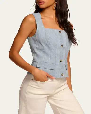Ramy Brook Suki Textured Button-Front Top | Thumbnail 3