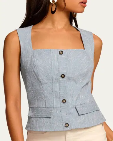 Ramy Brook Suki Textured Button-Front Top | Thumbnail 4