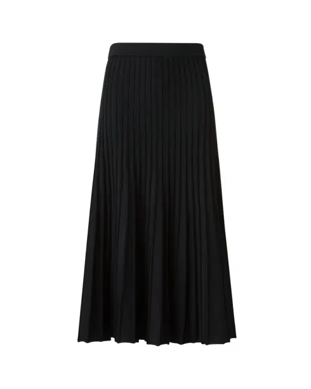 Reverse Rib Knit Pleated Midi Skirt