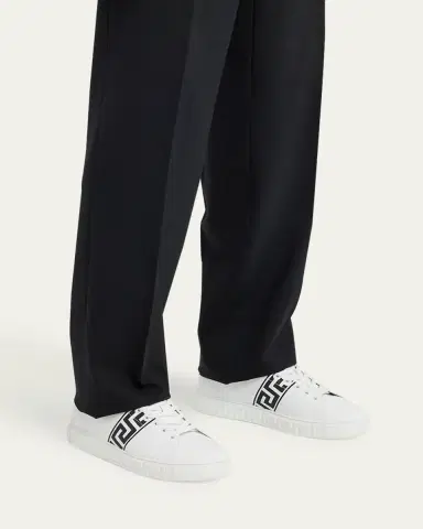 Versace Men's La Greca Leather Low-Top Sneakers | Thumbnail 2 Versace Men's La Greca Leather Low-Top Sneakers | Thumbnail 2