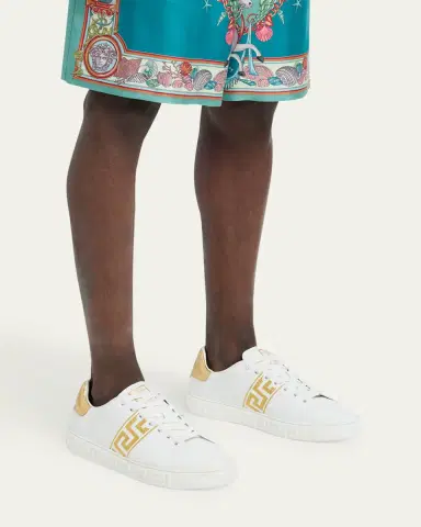 Versace Men's La Greca Leather Low-Top Sneakers | Thumbnail 6 Versace Men's La Greca Leather Low-Top Sneakers | Thumbnail 6