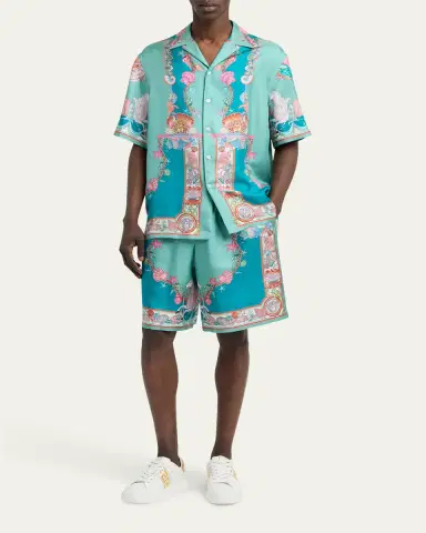 Versace Men's La Greca Leather Low-Top Sneakers | Thumbnail 7 Versace Men's La Greca Leather Low-Top Sneakers | Thumbnail 7