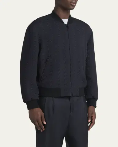 Giorgio Armani Men's Raised Chevron Bomber Jacket | Thumbnail 4