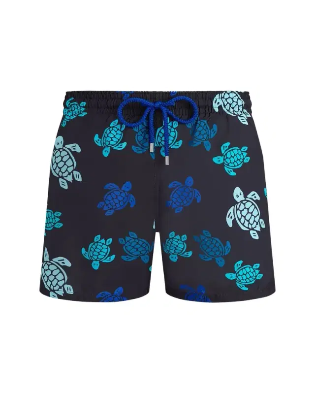 Men's Multicolor Turtle-Print Swim Shorts