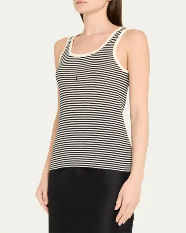 Saint Laurent YSL Logo Striped Tank Top | Thumbnail 4