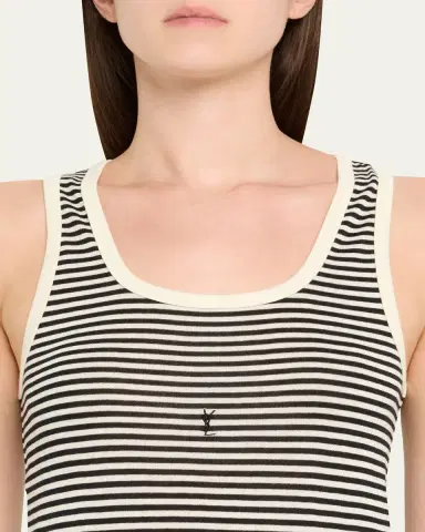 Saint Laurent YSL Logo Striped Tank Top | Thumbnail 5