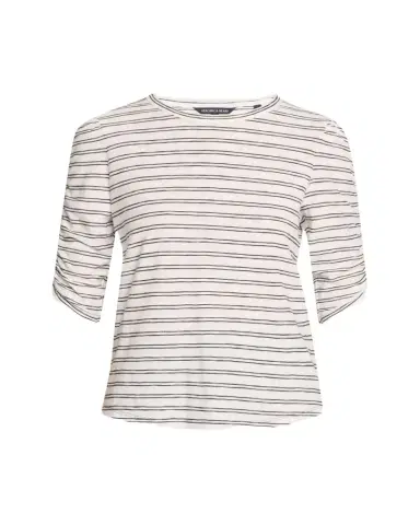 Veronica Beard Waldorf Stripe Ruched-Sleeve Tee | Thumbnail 1