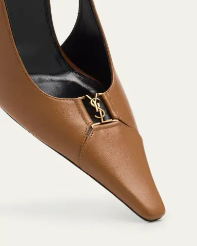 Saint Laurent Babylone Leather YSL Slingback Pumps | Thumbnail 5 Saint Laurent Babylone Leather YSL Slingback Pumps | Thumbnail 5