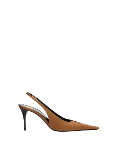 Saint Laurent Babylone Leather YSL Slingback Pumps | Thumbnail 1 Saint Laurent Babylone Leather YSL Slingback Pumps | Thumbnail 1