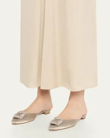 Manolo Blahnik Hangisi Satin Ballerina Flats | Thumbnail 2