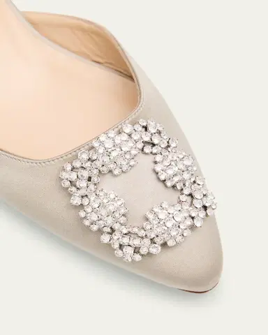 Manolo Blahnik Hangisi Satin Ballerina Flats | Thumbnail 5