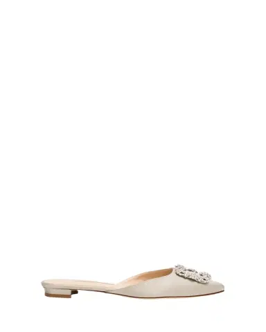 Manolo Blahnik Hangisi Satin Ballerina Flats | Thumbnail 1