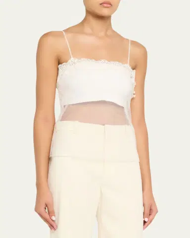Chloé Fitted Lace Embroidered Tank Top | Thumbnail 4