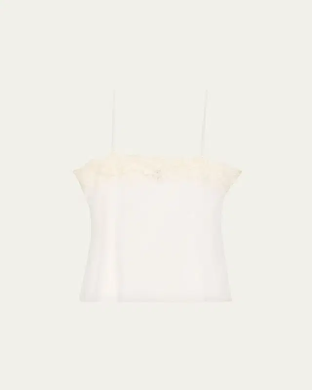 Chloe Fitted Lace Embroidered Tank Top