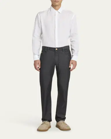 Giorgio Armani Men's Classic Solid Linen Sport Shirt | Thumbnail 5