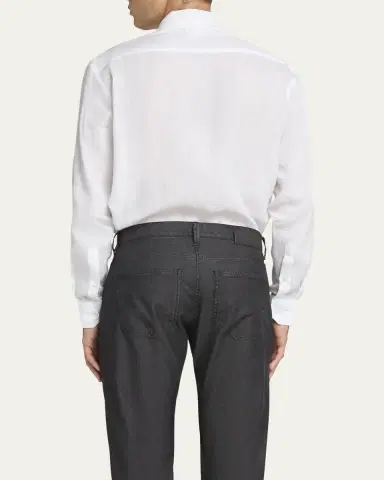 Giorgio Armani Men's Classic Solid Linen Sport Shirt | Thumbnail 6