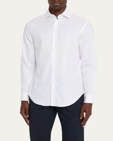 Giorgio Armani Men's Cotton Tonal Dot Dress Shirt | Thumbnail 4 Giorgio Armani Men's Cotton Tonal Dot Dress Shirt | Thumbnail 4