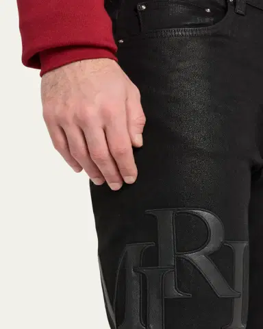 AMIRI Men's Staggered Logo Waxed Skinny Jeans | Thumbnail 5