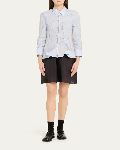 Maison Margiela Layered Draped Stripe Button-Down Blouse | Thumbnail 2