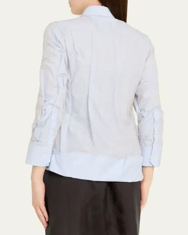 Maison Margiela Layered Draped Stripe Button-Down Blouse | Thumbnail 3
