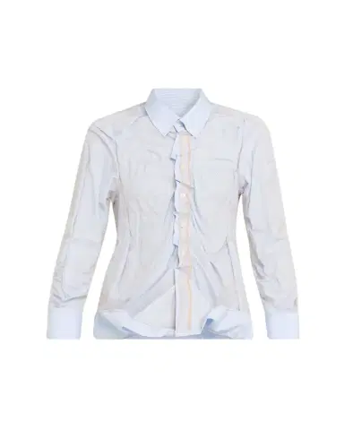 Maison Margiela Layered Draped Stripe Button-Down Blouse | Thumbnail 1