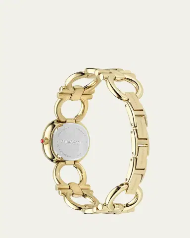 Ferragamo 25mm Double Gancini BraceleDouble Gancini 25MM IP Yellow Gold Diamond Watch | Thumbnail 3 Ferragamo 25mm Double Gancini BraceleDouble Gancini 25MM IP Yellow Gold Diamond Watch | Thumbnail 3