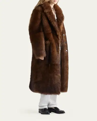 Prada Single-Breasted Lamb Shearling Long Coat | Thumbnail 2