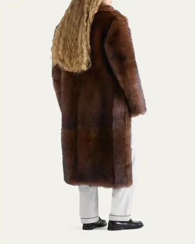 Prada Single-Breasted Lamb Shearling Long Coat | Thumbnail 3
