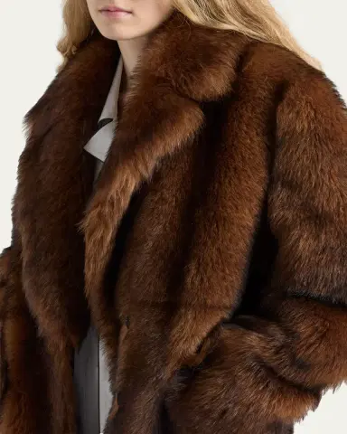 Prada Single-Breasted Lamb Shearling Long Coat | Thumbnail 4