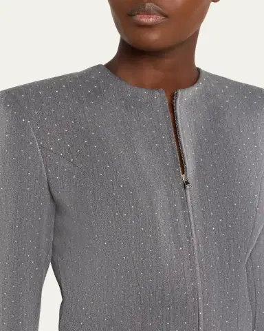 LaQuan Smith Embellished Denim Tailored Zip Jacket | Thumbnail 5