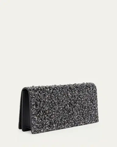 Christian Louboutin Bettina Bead-Encrusted Leather Clutch Bag | Thumbnail 3