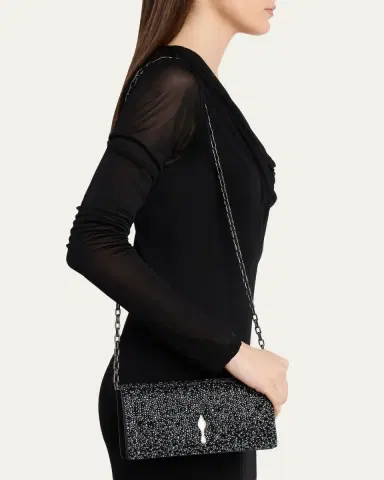 Christian Louboutin Bettina Bead-Encrusted Leather Clutch Bag | Thumbnail 6