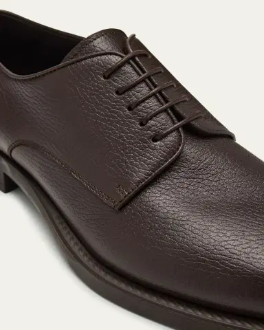 Giorgio Armani Mens Grained Calf Leather Rubber-Sole Derby Shoes | Thumbnail 3 Giorgio Armani Mens Grained Calf Leather Rubber-Sole Derby Shoes | Thumbnail 3