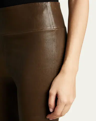 SPRWMN High-Waist Flare-Leg Cropped Leather Leggings | Thumbnail 3