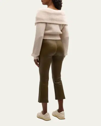 SPRWMN High-Waist Flare-Leg Cropped Leather Leggings | Thumbnail 5