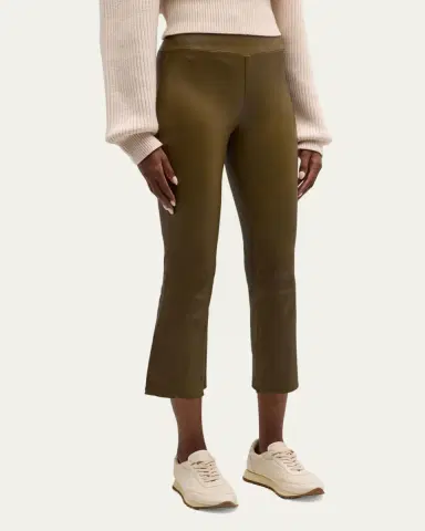 SPRWMN High-Waist Flare-Leg Cropped Leather Leggings | Thumbnail 6