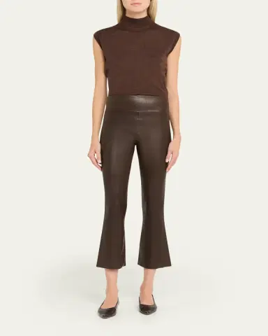 SPRWMN High-Waist Flare-Leg Cropped Leather Leggings | Thumbnail 7