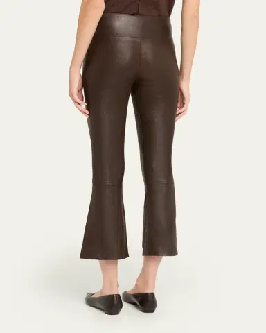 SPRWMN High-Waist Flare-Leg Cropped Leather Leggings | Thumbnail 8
